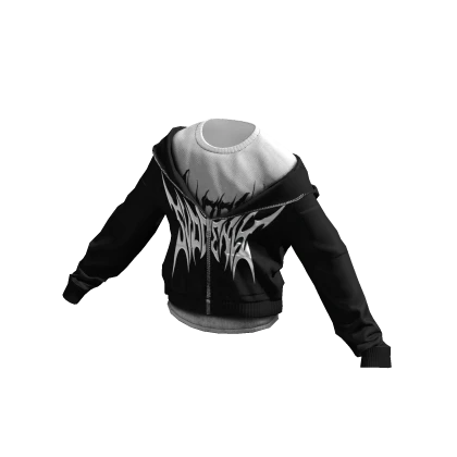 Black/White SVDDENLY Layered Zipped Hoodie