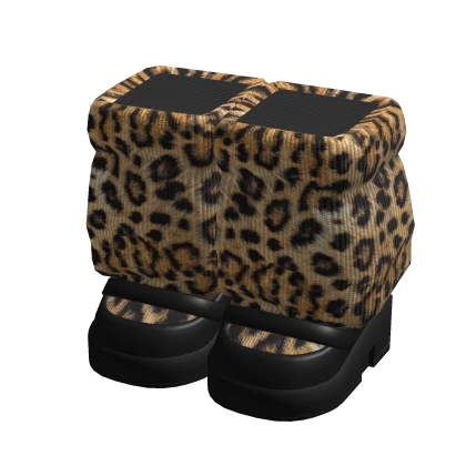 Gyaru Platform Shoes w/ Leopard Print Leg Warmers