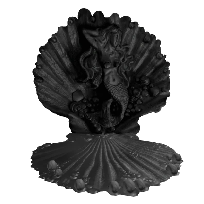 Black Mermaid Statue On Pearl Seashell