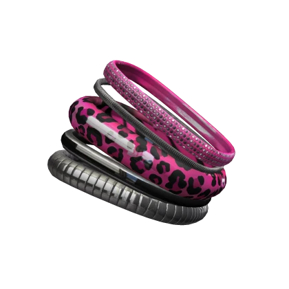 Pink Cheetah Print Bracelets Silver Glamour 2000s