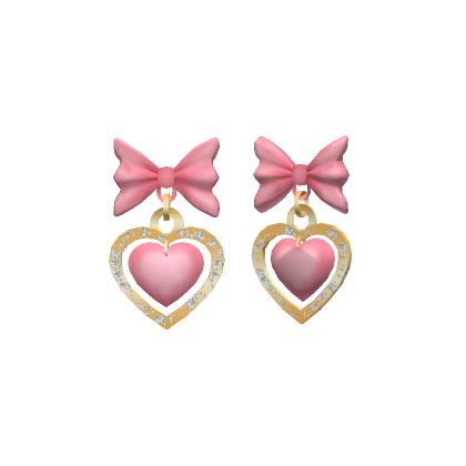 Ribbon Heart Rhinestone Earrings