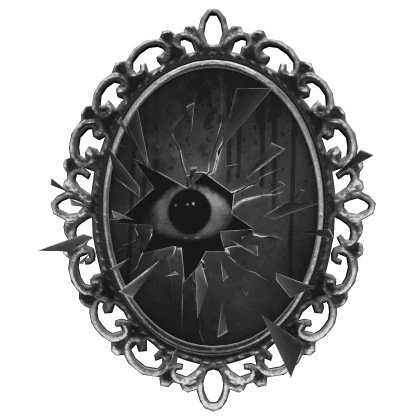 Broken Black Mirror with a Scary Eye