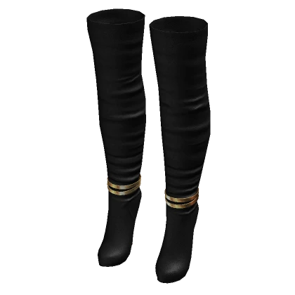 High Heel Leather Boots - Black