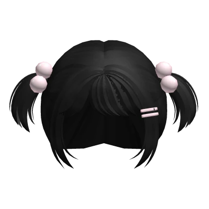 ♡ : kawaii black bobble baby pigtails