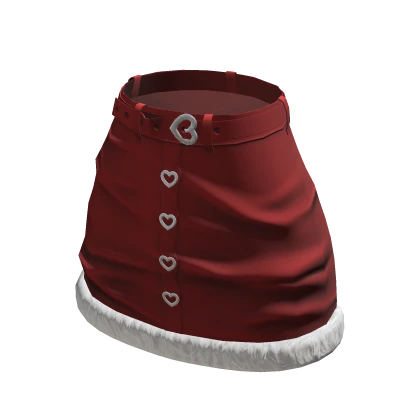 Fur Trim Skirt - Red