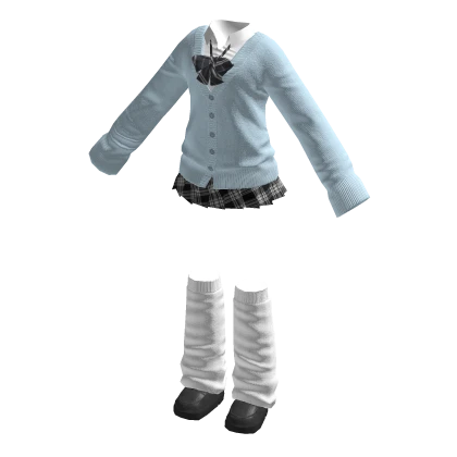 🍀Gyaru Cardigan School Outfit (Blue)