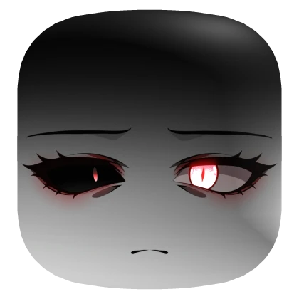 Shadowed Demon Face With Bicolor Eyes - White/Grey