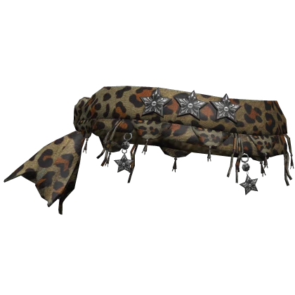 Gyaru Leopard Star Black Turban Headscarf 