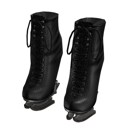 Ice Skate Leather Heel Ankle Boots (Black)