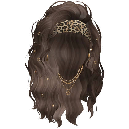 Cheetah Bandana Wavy Sidepart (Brown)