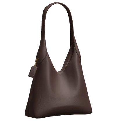 Coach Leather Shoulder Bag Dark Brown