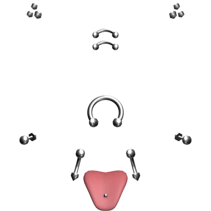 Pierced Tongue with Emo Face Piercings