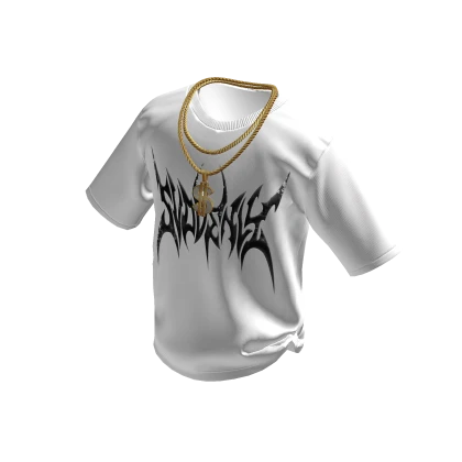 White SVDDENLY T-Shirt w/ Double Gold Dollar Chain