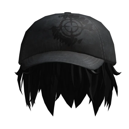 Grunge Style Cap With Black Hair