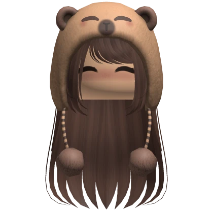 Brown Hair w Capybara Hat + Blush Face 