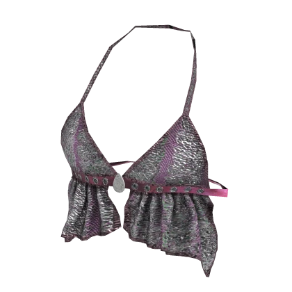 ʚ♡ɞ  Y2K Purple Sequin Halter Top W/ Ruffles