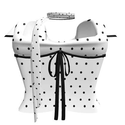 white pretty polka dot girly top w scarf cuteness