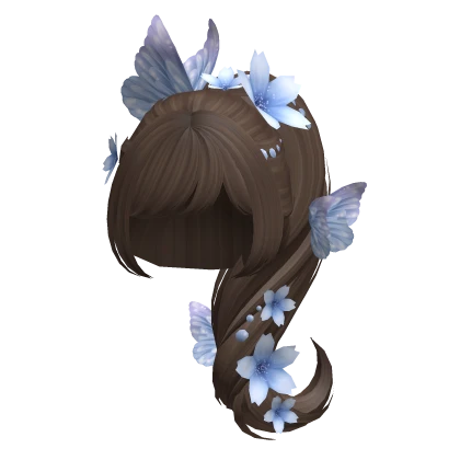 Kawaii Ponytail w/ Butterfly and Flowers 