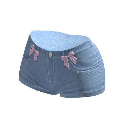 Cutesy Bow Denim Shorts pink