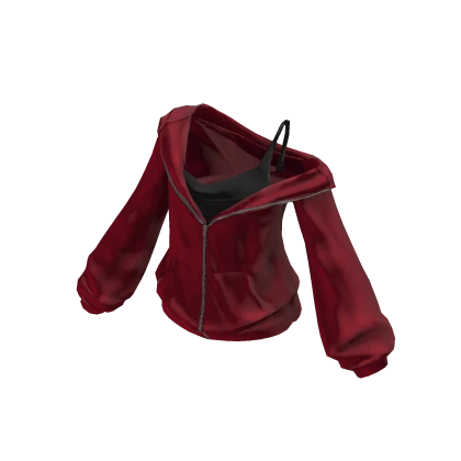 Off Shoulder Oversized Hoodie Red