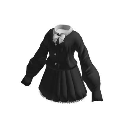 Cute Sweater Skirt School Outfit - Black & White
