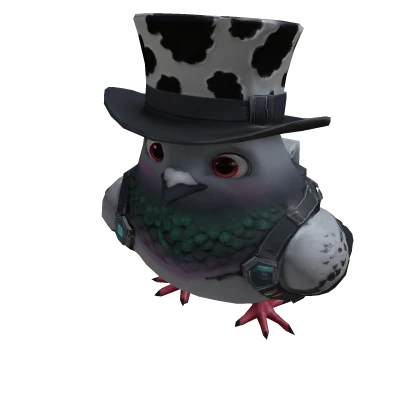 Piegon with a Cow Tophat Hat