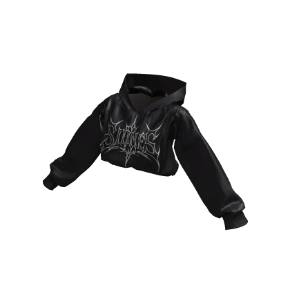 Cropped Black Graphic Hoodie