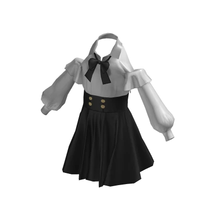 ♡ Fashion Uniform Dress with Bow White / Black