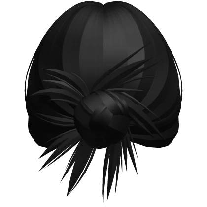 Black Sleek Spikey Messy Low Bun