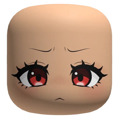 Cute Worried Chibi Face with Red Eyes - Light