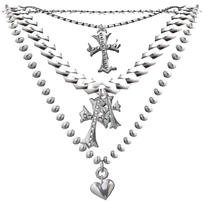 1.0 Chrome Cross Layered Silver Necklace 