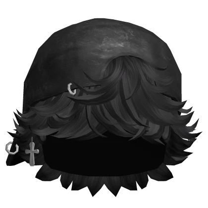 CHRUSH Goth Cap w/ Messy Hair in Black