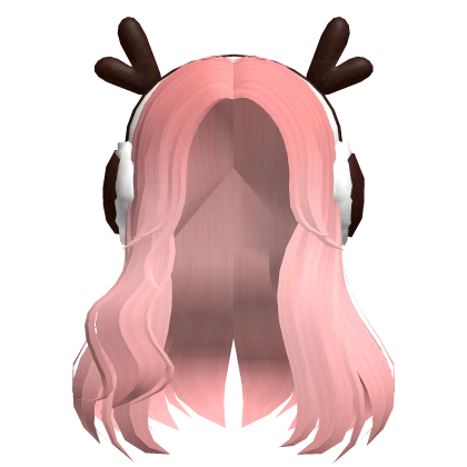 Classic Pink hair with winter Christmas antlers