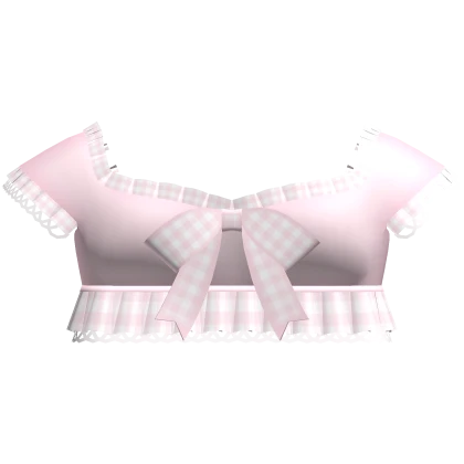 🤍 cutesy ruffle plaid lace top pink