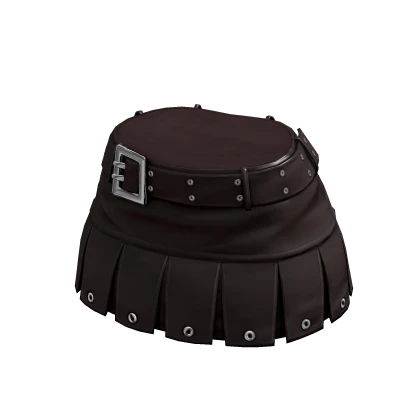 cute black pleated leather skirt with stud belt