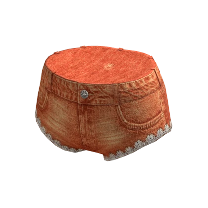 ✨ Coquette Lace Orange Denim Shorts Y2K Kpop