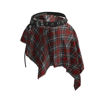 💜 Layered Check Wrap Skirt_Red