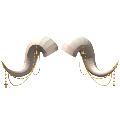 White & Gold Bejewelled Curved Horns