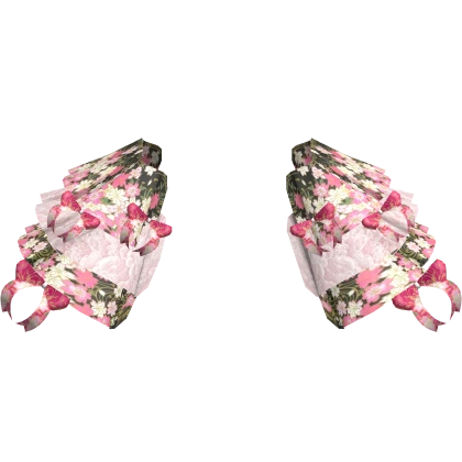 Pink Spring Floral Victorian Rococo Bow Hip Ruffle