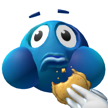 Blue Emoji Eating a cookie