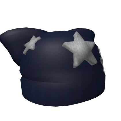 y2k kitty dark blue beanie with stars