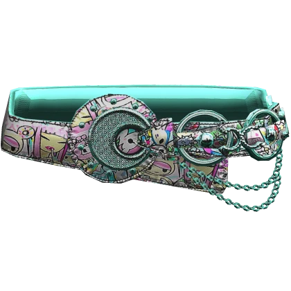 Tokidoki Harajuku Belt Teal Chain Y2K 2000s Gyaru