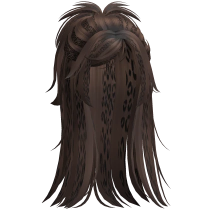 Spikey Y2K Messy Half Up Hair in Brown (Leopard)