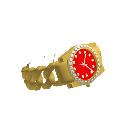 Gold Cuban Watch ( Red Dial )