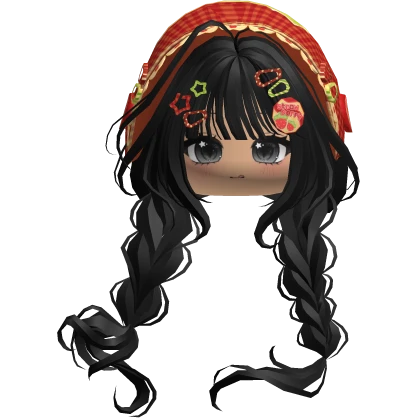 Black Igari Hair w/ Cute Face & Red Bonnet