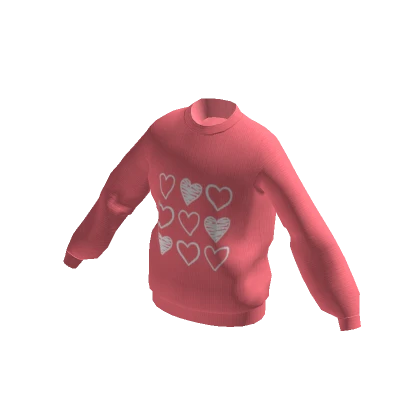 Oversized Valentines Sweater - Pink Hearts