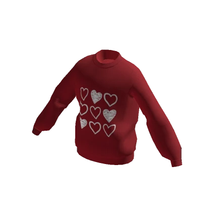 Oversized Valentines Sweater - Red Hearts