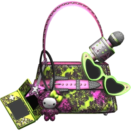 Scene Glam Gyaru Popstar Bag - Green Leopard Print