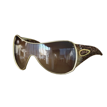 Leopard Gold Designer Shield Sunglasses 2000s Y2K 