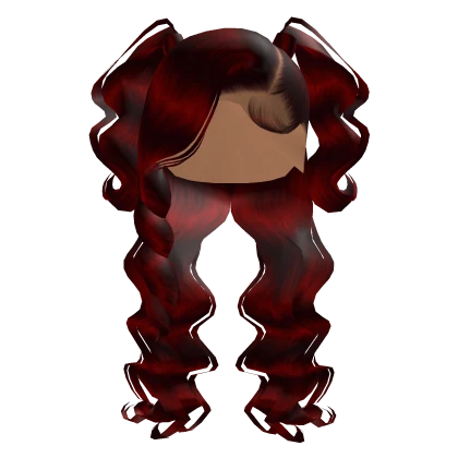 Side Part W/ Pony Curls In Red